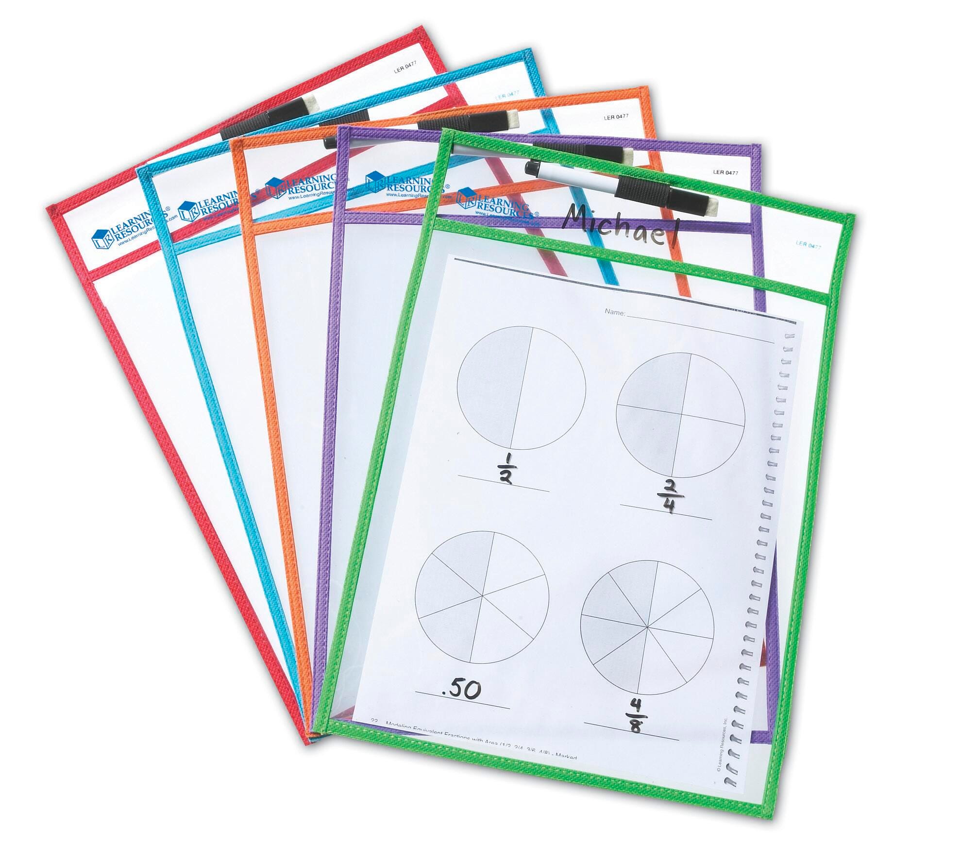 Learning Resources Write and Wipe Pockets, Set of 5 1426286